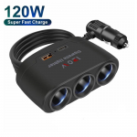 5-pordiline 120W autolaadija adapter 12V 24V pistikupesa kahe USB LED-telefoni kiirlaadija iPhone'i iPadi jaoks GPS-armatuurkaamera automaatlaadija jagaja 5 IN 1