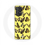 Kollase taustaga &uuml;mbris Samsung Galaxy A52 Butterflies jaoks