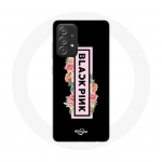 Coque pour Samsung Galaxy A52 Blackpink Groupe de K-pop Logo Noir Rose Fond Noir