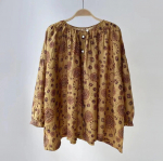 Johnature kevads&uuml;gised naiste topid, vabaaja O-kaelusega vintage, k&otilde;ik sobivad lahtiste varrukatega naiste s&auml;rgid One Size kollane