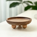 Mini puidust p&uuml;stikualus Puidust pjedestaal s&ouml;&ouml;gitoa laua lauaplaadi keskosade jaoks Round 12.9x4cm