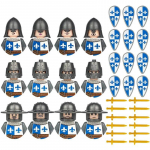 Laste M&auml;nguasjad Keskaegne S&otilde;jav&auml;elane Ehitusklotsid Loss R&uuml;&uuml;telkond Lahinguv&auml;li Relv Kilp S&otilde;jaratsu Koomiksikujud Klotsid