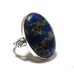 Looduslik lapis lazuli v&auml;&auml;riskivi k&auml;sitsi valmistatud 925 sterlingh&otilde;be s&otilde;rmus suurus 10 B5t95