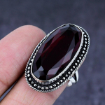 Natural Mozambique Garnet Gemstone Handmade 925 Steling Silver Ring Size 9 u8c42