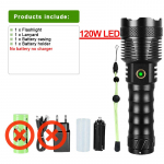 Super 4*120W v&otilde;imas taskulamp, laetav taskulamp, suure v&otilde;imsusega LED-taskulamp pikamaa laternaga suumitavad matkalambid without battery must