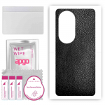 apgo Protective Skin Sticker for the back compatible with Huawei P50 Pro, Wrap Film, Foil, Vinyl - Pattern Black Leather