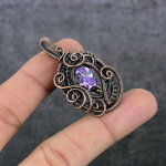 Natural Mosaic Jasper Gemstone Copper Wire Wrap Gift Jewelry Pendant 1.97 n1e83