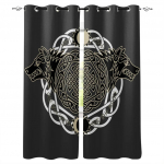 3D Viikingi Hunt Totem Religiooni S&uuml;mbol Mustad Kardinad Elutuba K&ouml;&ouml;k Laste Tuba Magamistuba Akna Dekoratiivkardinad 200W240H(CM)79x95in&Grommet Top