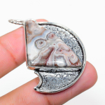 Natural Laguna Lace Agate Gemstone 925 Sterling Silver Pendant 1.97 p0o00