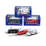 1/50 Kvaliteetsest sulamist tagasit&otilde;mmatava tulet&otilde;rjeauto mudel, heli ja valguse simulatsiooniga p&auml;&auml;stes&otilde;iduki m&auml;nguasi, kiirabi m&auml;nguasi 1/40-Size:13.5*5*4cm valge