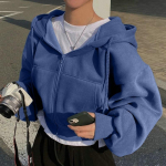 6 v&auml;rvi soliidne t&otilde;mblukuga ja n&ouml;&ouml;riga kapuuts, vabaaja pikkade varrukatega pusa taskuga, naiste riided M