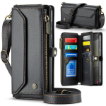 Flip nahast telefoni&uuml;mbris Samsung Galaxy Z Fold 5 4 S24 Plus S23 Ultra S22 S21 S20 FE iPhone 15 14 Plus 13 12 Pro Max t&otilde;mblukuga rahakoti kaardikaane Coque jaoks iPhone 7 Plus/8 Plus must