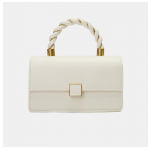 Niche k&auml;ekotid Naiste trendikad kevadised &otilde;lakotid Keerutatud disainiga v&auml;ikesed ruudukujulised crossbody kotid (20cm<Max Length<30cm) valge