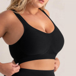 Naiste suures suuruses spordipesu Full Cup juhtmevaba Push Up rinnahoidja S-4XL vestiga S must
