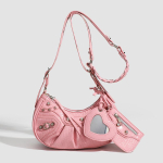 Uus Niche Design Rivet Y2K Girl Style kaenlaaluse kott Mitmek&uuml;lgne komposiit k&auml;eshoitav naiste &otilde;lakott Uus Half Moon kott roosa