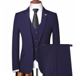 Meeste &auml;riline vabaajakleit jakk v&auml;ike &uuml;likond Slim Fit banketi pulmakleit &uuml;hev&auml;rviline &uuml;likond, kolmeosaline komplekt M sinine