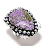 Natural Purpurite Gemstone Handmade 925 Sterling Silver Jewelry Ring S.10 y0k02
