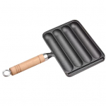 P&otilde;letusvastase puidust k&auml;epidemega raudvorstipann, mittenakkuv eelmaitsestatud grillvorstipott must