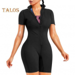 Sportlik higikompressioon t&otilde;mblukuga suletav aluskrae Saunakost&uuml;&uuml;m L&uuml;hikeste varrukatega Kalorite p&otilde;letamine Treeningkost&uuml;&uuml;m k&otilde;rge elastse v&ouml;&ouml;kohaga treener XXXL sinine