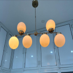 Kaasaegne 6-lambiline Mid-Century kodu joonistustuba fuajee ja s&ouml;&ouml;gilaua valgustid Kodu kaunistus mattklaasist kuulid lineaarsed l&uuml;htrid