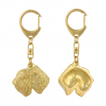 Soft-coated Wheatan Terrier - Gilded key ring with dog in gift box, handbag decoration, luxury accessory by Art-Dog brand