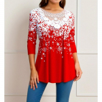 HNXC Naiste Mood Vabaaja S&uuml;gis Talv J&otilde;ulud tr&uuml;kiga Pikkade varrukatega O-kaelusega Pluusid ja S&auml;rgid XXXXXL