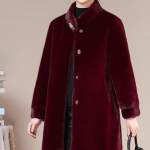 Sametine Naiste Pikk Karvane Kasukas Keskealiste Mink Sametkasukas XL tumepunast v&auml;rvi