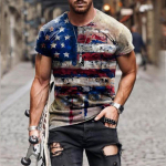 T-s&auml;rgid Meeste s&auml;rgid, Meeste Ameerika lipuga T-s&auml;rk Patriotic Tee l&uuml;hikeste varrukatega, lihaste treenings&auml;rgid XXXXXL