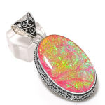 Naturaalne roosa kolmik-opaal 925 h&otilde;bedast ripats 2,25 A2s11