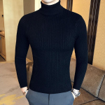 Talvine k&otilde;rge kaelusega turtleneck Slim Fit Pullover trikotaaž topeltkraega M valge