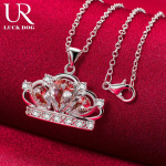 925 Sterling H&otilde;be Kroon Tsirkoon Ripats Kaelakee Moekad Pulmaehted O-45CM