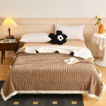 Jacquard taft puuvillane fliis tekk kahekihiline lambavillast kattetekk vabaaja konditsioneeriga tekk 100*150cm pruun
