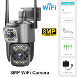 2025 Uus ELi Wifi valvekaamera Kahe objektiiviga 4K 8MP PTZ HD 360 Turvakaitse Nutikas Traadita &Ouml;&ouml;n&auml;gemine CCTV IP-kaamera V380 Pro 8MP Camera