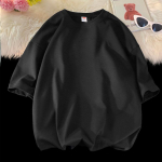 Unisexi raskekaalu puhas puuvillane valge ja must T-s&auml;rk, suur, &uuml;mara kaelusega, l&uuml;hikeste varrukatega, &uuml;hev&auml;rviline, avara kehaehitusega. XL