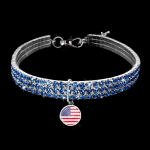 Pet Dog Bling Rhinestone Chocker kaelarihmad Uhke koera s&uuml;damekujuline kaelakee sinine