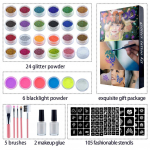 30 v&auml;rvi Diamond Glitter Art Charm helendav t&auml;toveeringukomplekt S&auml;rapuudriga kleebisega meigipintsel Ajutine t&auml;toveeringukomplekt naistele lastele