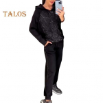 2 tk/komplekt Naiste kapuutsiga p&uuml;ksid &uuml;likond Rhinestone Decor Pikad varrukad Patchwork Sport dressipluus elastne v&ouml;&ouml; p&uuml;ksid Fitness Outfit S&uuml;giskevadine dressid XXXL must