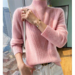 Moodne naiste ka&scaron;miirist sviiter avara pikkade varrukatega kudum &uuml;hev&auml;rviline poolk&otilde;rge kraega pullover XL roosa