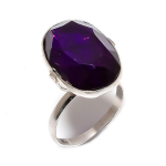 Looduslik Amet&uuml;st V&auml;&auml;riskivi 925 Sterling H&otilde;be Ehted S&otilde;rmus Suurus 8.5 P7T76