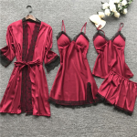 4 TK siidist seksikas pesu naiste siidist pitsist hommikumantli kleit, roheline roosa, Babydoll &ouml;&ouml;s&auml;rk, pitsist Camisole pidžaamakomplekt 3XL punane