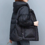 Naiste jope 2023, uus kapuutsiga tasku, suur suur lahtine jope, ema talve sulejope M must