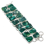 Natural Hememorphite Druzy Gemstone 925 Sterling Silver Bracelet 7-8 i7m29