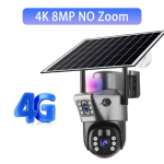 P&auml;ikesekaamera 4G SIM-kaart V&auml;lisvalve 6K Kolm objektiivi 10 Digitaalne suum Juhtmeta CCTV PTZ IP66 Turvalisus P&auml;ikeseenergiaga kaamera 4K Cam No Zoom