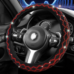 Kristallist Auto Roolikate Elastne V&auml;rviline Rool Universaalne Roolikate Bling Teemant-Rhinestone Kaitse Auto lisavarustus punane