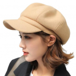 Naiste barett, l&uuml;hikese &auml;&auml;rega plush retrokupliga &uuml;hev&auml;rviline peakate Kerge inglise stiilis kaheksanurkne m&uuml;ts. hall