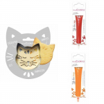 Kit pour biscuit en relief Chat + 2 Stylos au chocolat rouge et orange