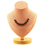 Pierres et Min&eacute;raux. Collier 10 perles Oeil de Tigre rouge 8 mm. Chaine en acier inoxydable Collier femmes, hommes. Taille personna