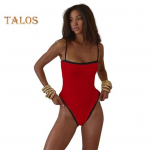 Naiste &uuml;hes t&uuml;kis bikiinid vintage k&otilde;rge l&otilde;ikega ujumistrikoo bandeau rannariided rinnapatjadega naiselikud ujumisriided rannapuhkuseks surfamiseks basseinis ujumiseks S must