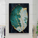 Leht Rohelises Marmoris Kuldne Plakat Seinakujundus Abstraktne Lehtede L&otilde;uendimaal Rohelised Lehed Lilled Plakatid ja Prindid Seinakunst 30x45cm No Frame