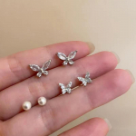 3 Pair Light Luxury Mini Butterfly N&ouml;&ouml;pk&otilde;rvar&otilde;ngaste Komplekt Naistele T&uuml;drukutele Armsad Peen k&otilde;rvar&otilde;ngad Ehted Aksessuaarid Kingitused 3Pair